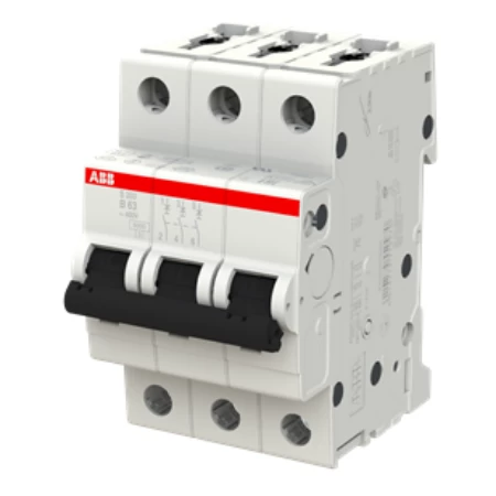 S203-B63, Tropolni automatski osigurač 63A, B karakteristika, Icn=6kA, Icu=10kA