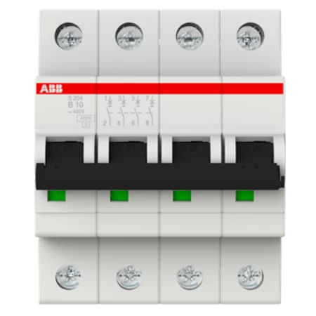 S204-B10, Četvoroloplni automatski osigurač 10A, B karakteristika, Icn=6kA, Icu=10kA