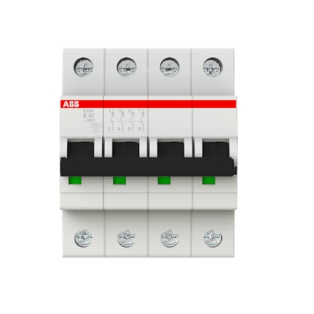 S204-B40, Četvoroloplni automatski osigurač 40A, B karakteristika, Icn=6kA, Icu=10kA