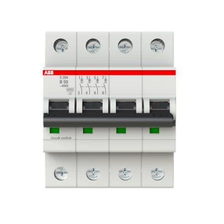 S204-B50, Četvoroloplni automatski osigurač 50A, B karakteristika, Icn=6kA, Icu=10kA