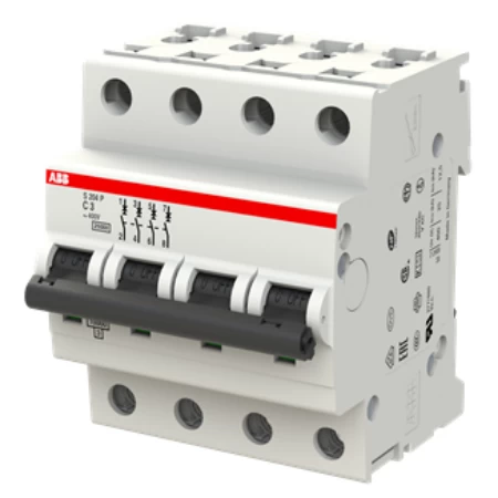 S204P-C3, Četvoropolni automatski osigurač 3A, C karakteristika, Icn=25kA, Icu=25kA