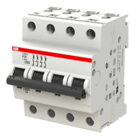 S204P-B20, Četvoropolni automatski osigurač 20A, B karakteristika, Icn=25kA, Icu=25kA