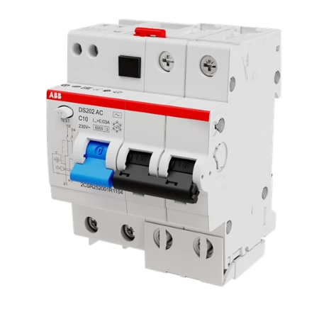 DS202 AC-C10/0,03, Diferencijalna automatska zaštitna (FID) sklopka, C-karakteristika, 10A, 30mA,  2-pola, 4 modula, Icn=6kA, Icu=10kA, tip AC