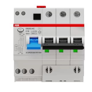 DS203 AC-C16/0,03   , Diferencijalna automatska zaštitna (FID) sklopka, C-karakteristika, 16A, 30mA,3 pola,  5 modula, 6kA