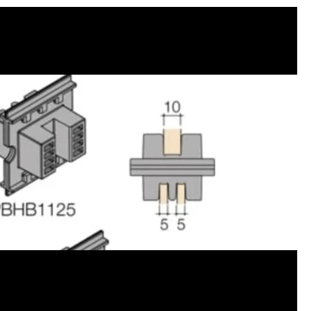 PBHB1125 Nosač šina 1 pol za jednu šinu 10 mm ili dve od 5 mm (dužina 50 mm) 24komada