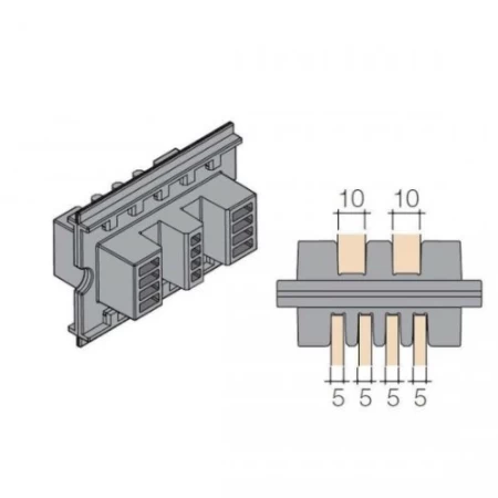 PBHB2145 Nosač šina 1 pol za dve šine 10 mm ili  četiri od 5 mm (dužina 75 mm) 24komada