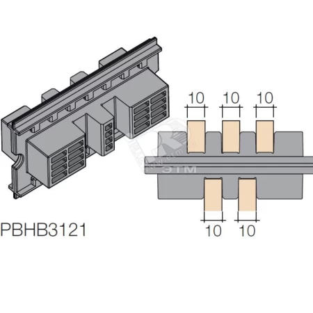 PBHB3121 Nosač šina  1 pol za tri šine 10 mm ili  dve od 10 mm (dužina 100 mm) 24komada