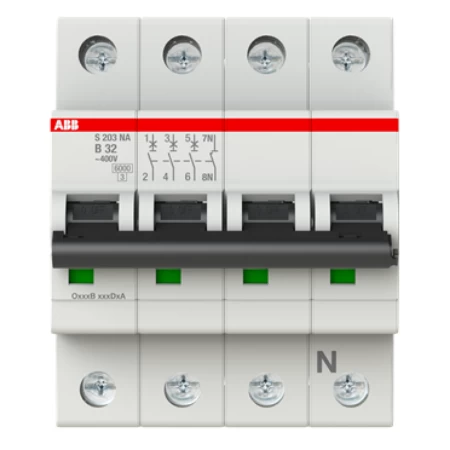 S203-B 32 NA Automatski prekidač, 3P+N, In=32A, B karakteristika, Icn=6kA, Icu=10kA